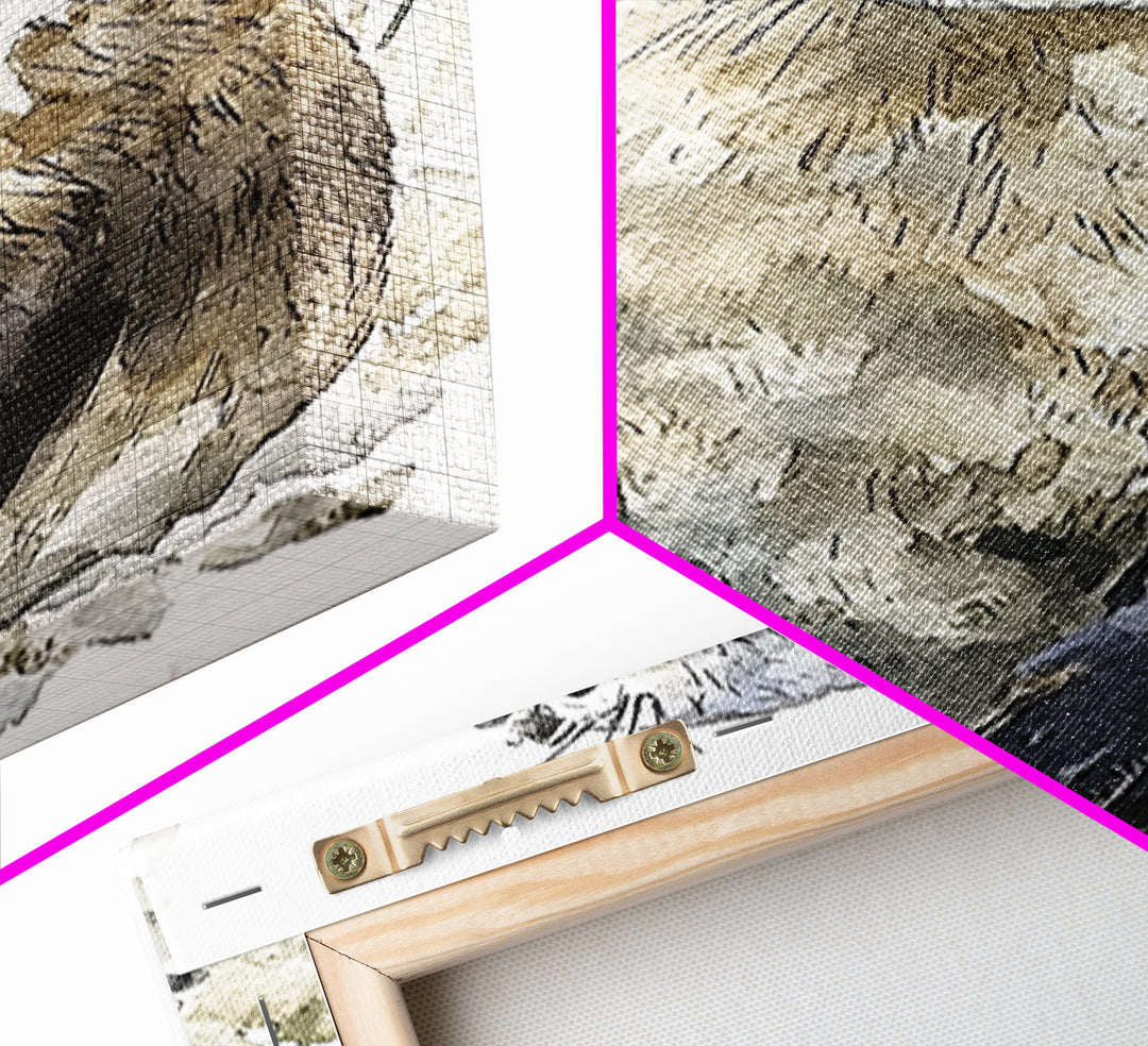 Neutral Watercolor Otter Framed Canvas Print, Wildlife Wall Art, Woodland Animal Decor, Nature Art Print And Housewarming Gift
