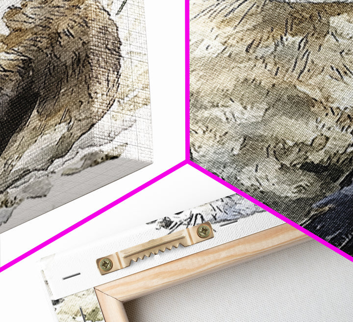 Neutral Watercolor Otter Framed Canvas Print, Wildlife Wall Art, Woodland Animal Decor, Nature Art Print And Housewarming Gift