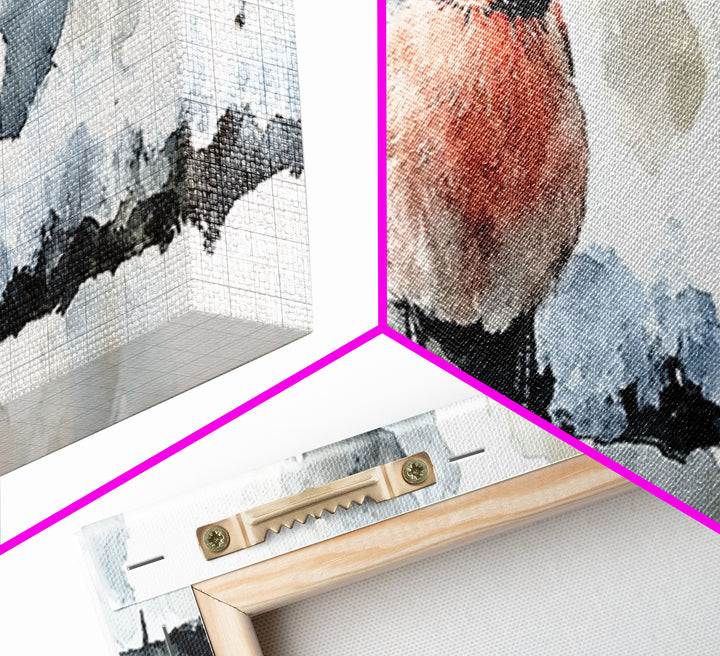 Snowy Red Cardinal On Fence Framed Canvas Print, Winter Bird Wall Art, Rustic Farmhouse Home Decor, Christmas Gift For Her