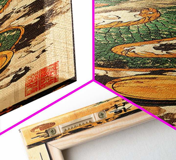 Emerald Japanese Dragon With Pearl Wall Art, Asian Fantasy Canvas Print, Mythical Creature Decor, Japanese Artwork Gift Idea