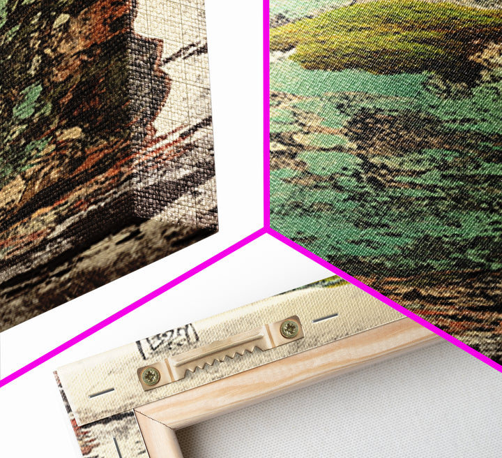 Mossy Zen Stone Monolith Wall Art, Japanese Wabi Sabi Landscape Print, Tall Narrow Canvas For Meditation Room Decor Gift