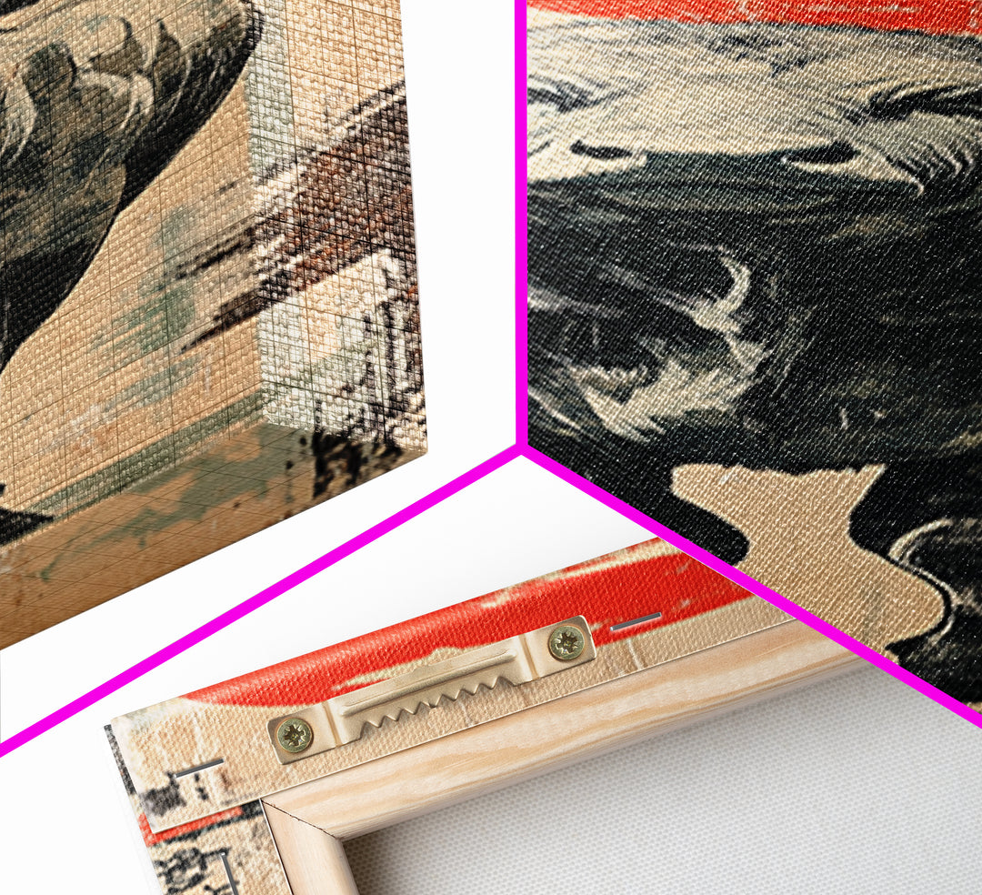White Bull Beneath Rising Red Sun Wall Art, Japanese Animal Canvas Print, Rustic Farmhouse Decor, Bold Western Gift For Him