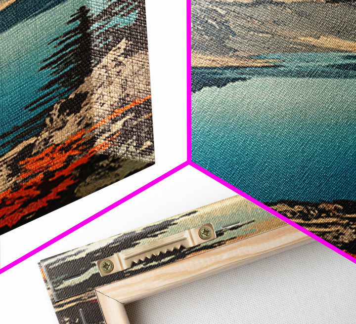 Turquoise Alpine Lake And Pine Mountains Canvas Print, Landscape Wall Art, Rustic Cabin Decor, Large Nature Gift For Him