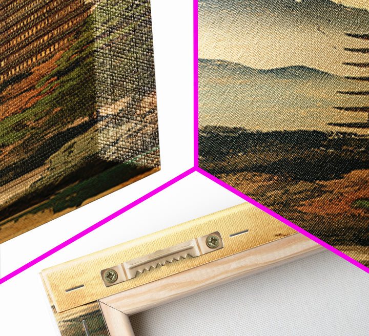 Japanese Pagoda Beside Misty Mountain Lake Framed Canvas Print, Asian Wall Art, Zen Decor, Traditional Home Decor, Japandi Art