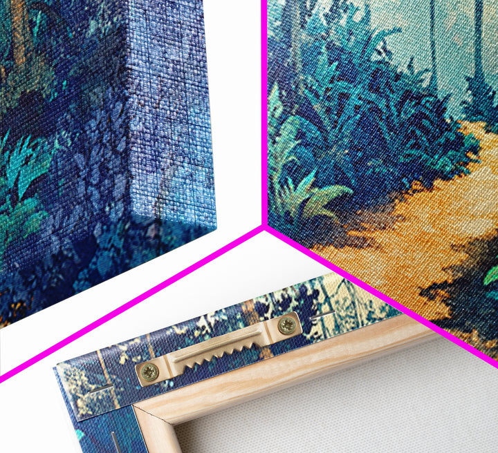 Lush Tropical Jungle Path Canvas Print, Botanical Wall Art, Nature Wall Decor, Blue Green Wall Art For Spa Or Bedroom Decor