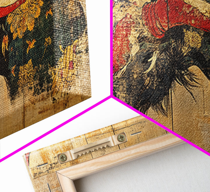 Longhorn Bull Horns Wall Art, Rustic Western Canvas Print, Southwestern Ranch Decor, Masculine Living Room Statement Art