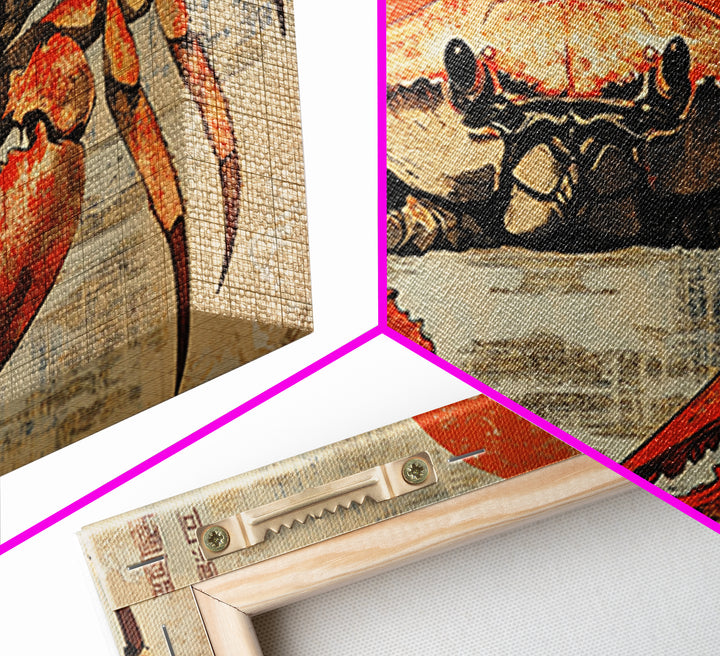 Bold Red Crab Canvas Print, Coastal Kitchen Wall Art, Seafood Wall Decor, Nautical Home Decor, Ocean Animal Art Print, Gift