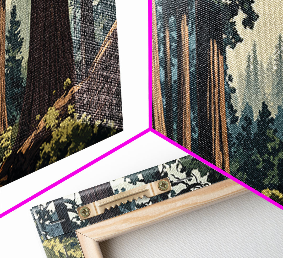 Towering Redwood Forest Trail With Tall Trees Wall Art, Nature Landscape Print, Rustic Cabin Decor, Office Wall Decor, Large Wall Art