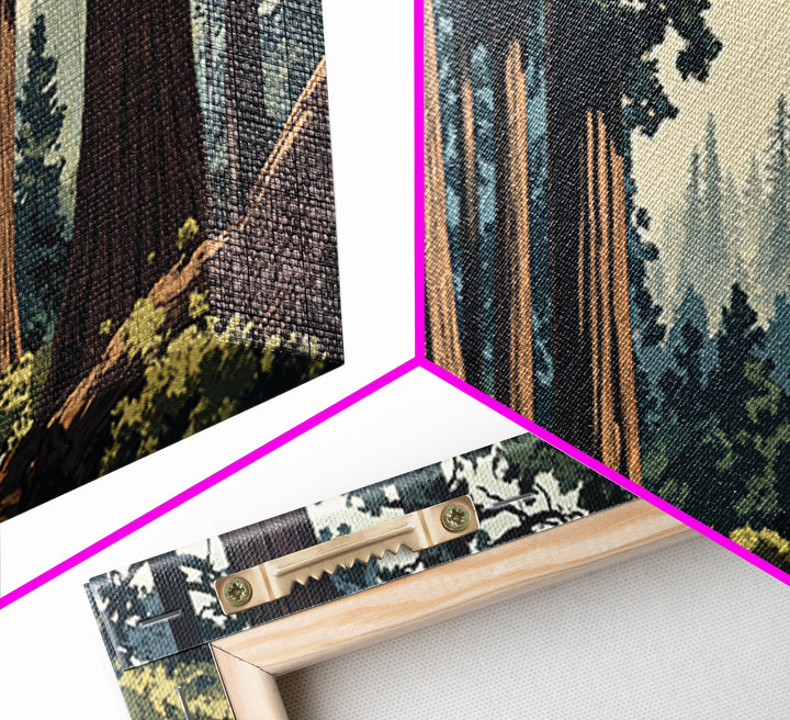Towering Redwood Forest Trail With Tall Trees Wall Art, Nature Landscape Print, Rustic Cabin Decor, Office Wall Decor, Large Wall Art