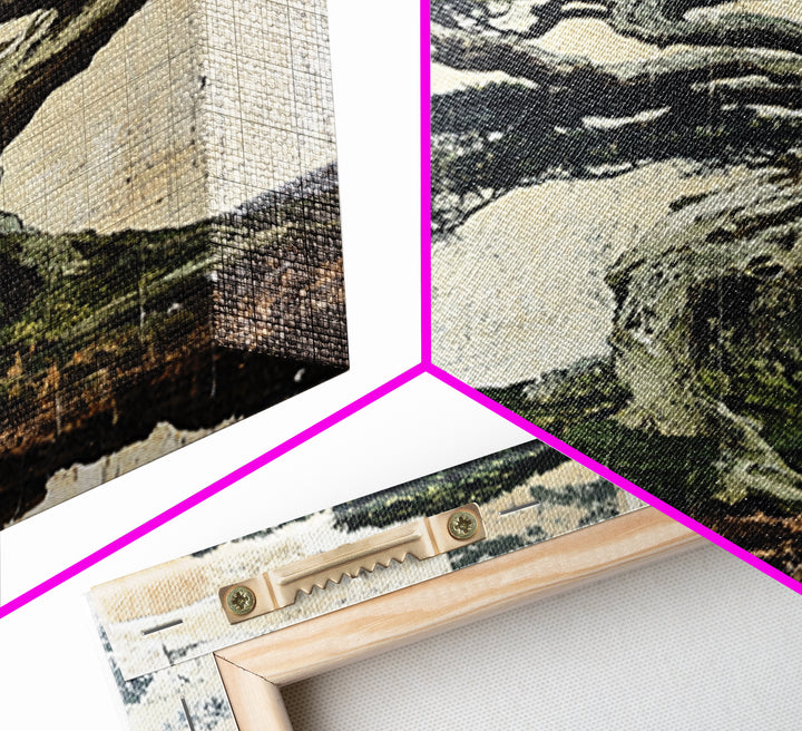 Twisted Windswept Bonsai Tree Wall Art, Japandi Nature Print, Zen Home Decor, Botanical Wall Decor, Framed Canvas Print, Office Decor