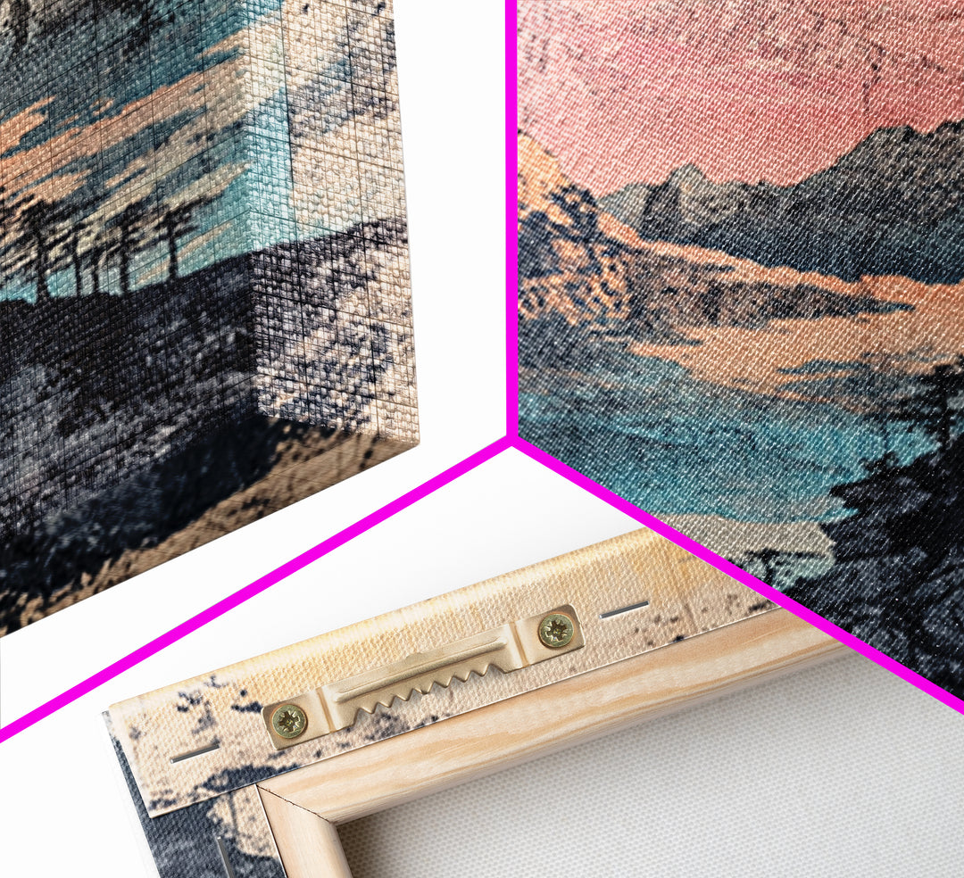 Misty Pink Mountain Range Wall Art, Abstract Landscape Print, Japandi Wall Decor, Gallery Wall Art, Large Canvas Print, Pastel Wall Art