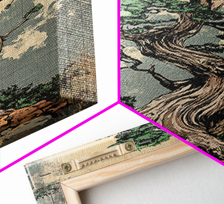 Twisted Bonsai Tree Wall Art, Japanese Zen Canvas Print, Nature Inspired Decor, Japandi Wall Decor, Calming Living Room Art