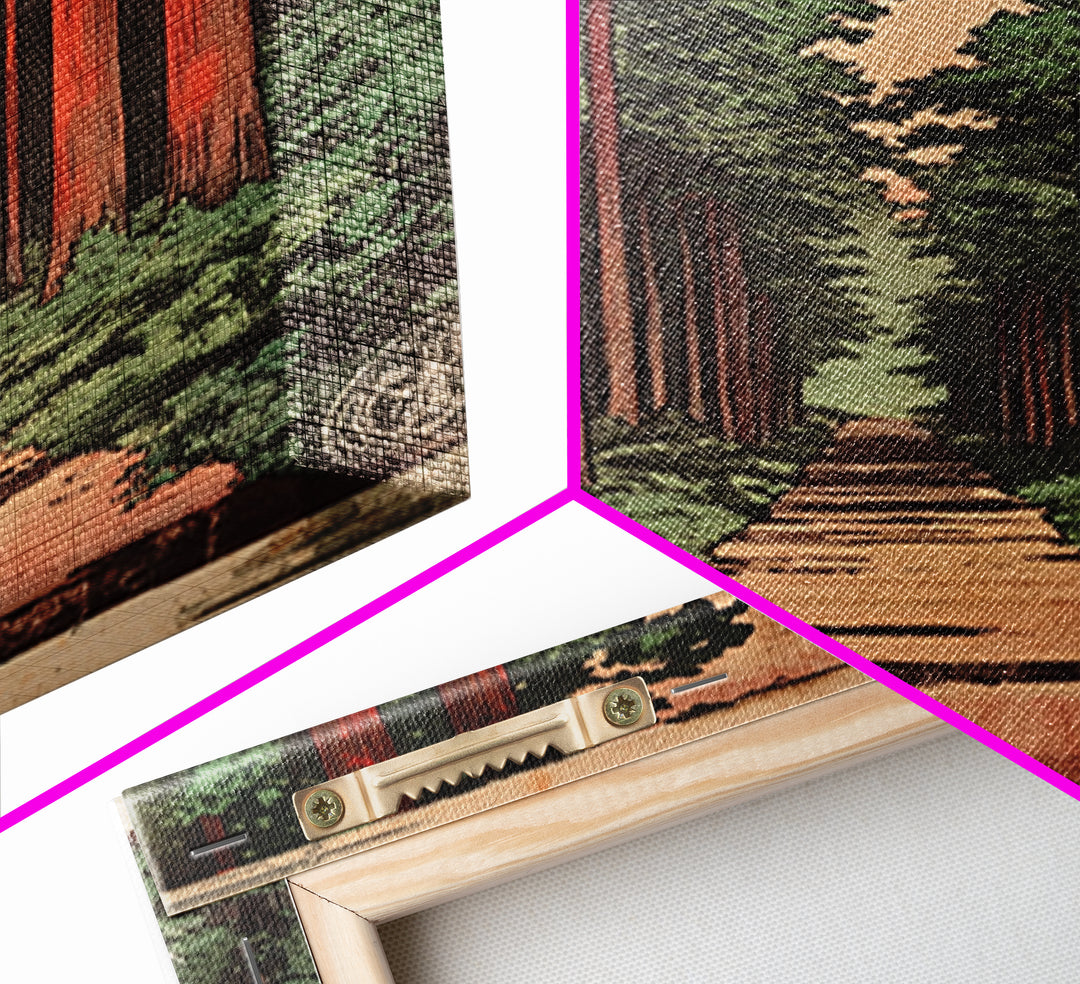 Tall Cedar Forest Path Wall Art, Japanese Woodland Landscape Print, Rustic Nature Canvas Print, Entryway Decor Housewarming Gift