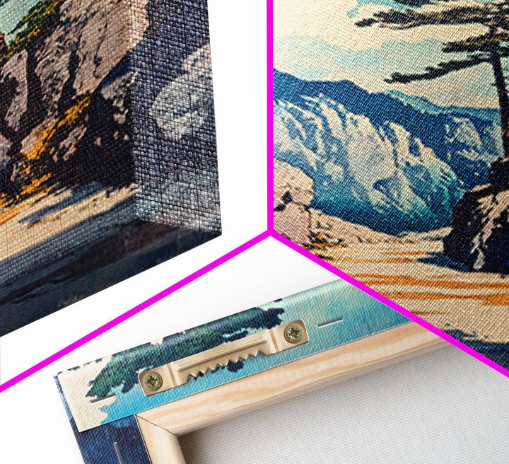 Rocky Mountain Pass Wall Art, Alpine Landscape Canvas Print, Japanese Style Nature Decor, Large Living Room Wall Art Gift