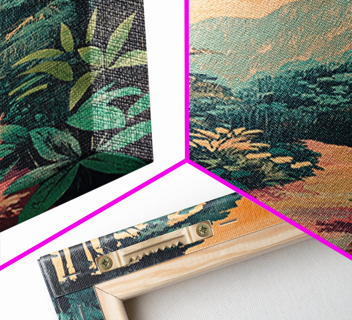 Tropical Jungle Path Wall Art, Lush Botanical Landscape Print, Boho Nature Canvas Print, Vibrant Living Room Decor Gift For Her