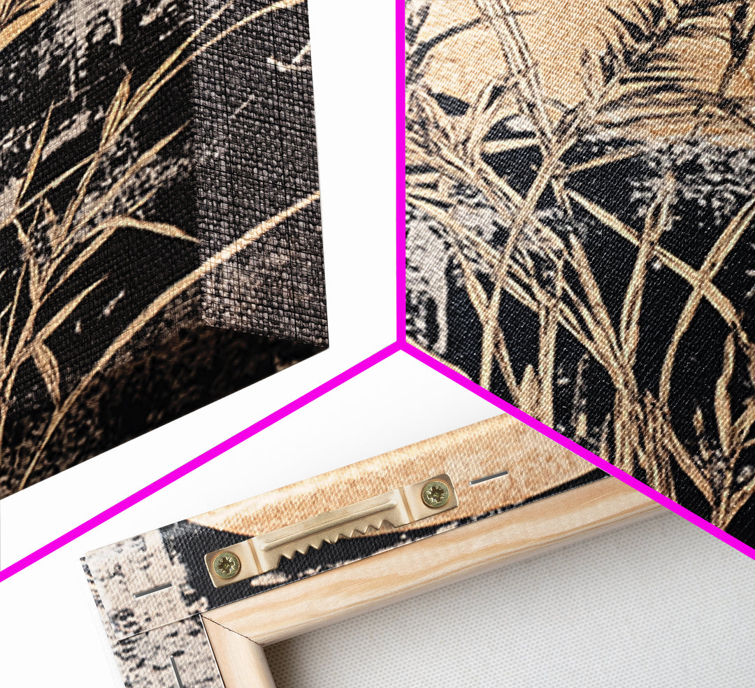 Moonlit Pampas Grass Canvas Print, Botanical Wall Art, Black And White Art, Neutral Wall Decor, Japandi Decor, Bedroom Art