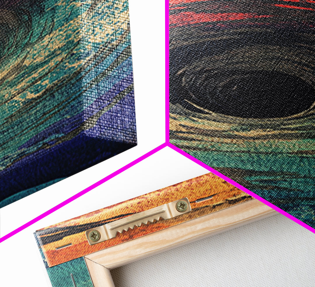 Abstract Ocean Vortex Wall Art, Teal Orange Whirlpool Print, Surreal Coastal Decor, Modern Statement Framed Canvas Print