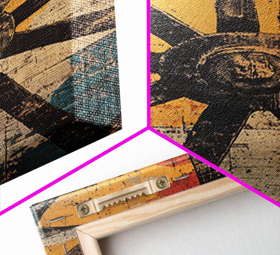 Rustic Wagon Wheel Abstract Canvas Print, Southwestern Wall Art, Western Home Decor, Bold Geometric Farmhouse Wall Decor