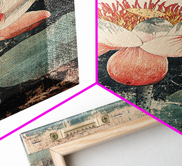 Pink Lotus Flower Botanical Wall Art, Japanese Canvas Print, Water Lily Pond Decor, Japandi Nature Art For Bedroom Decor