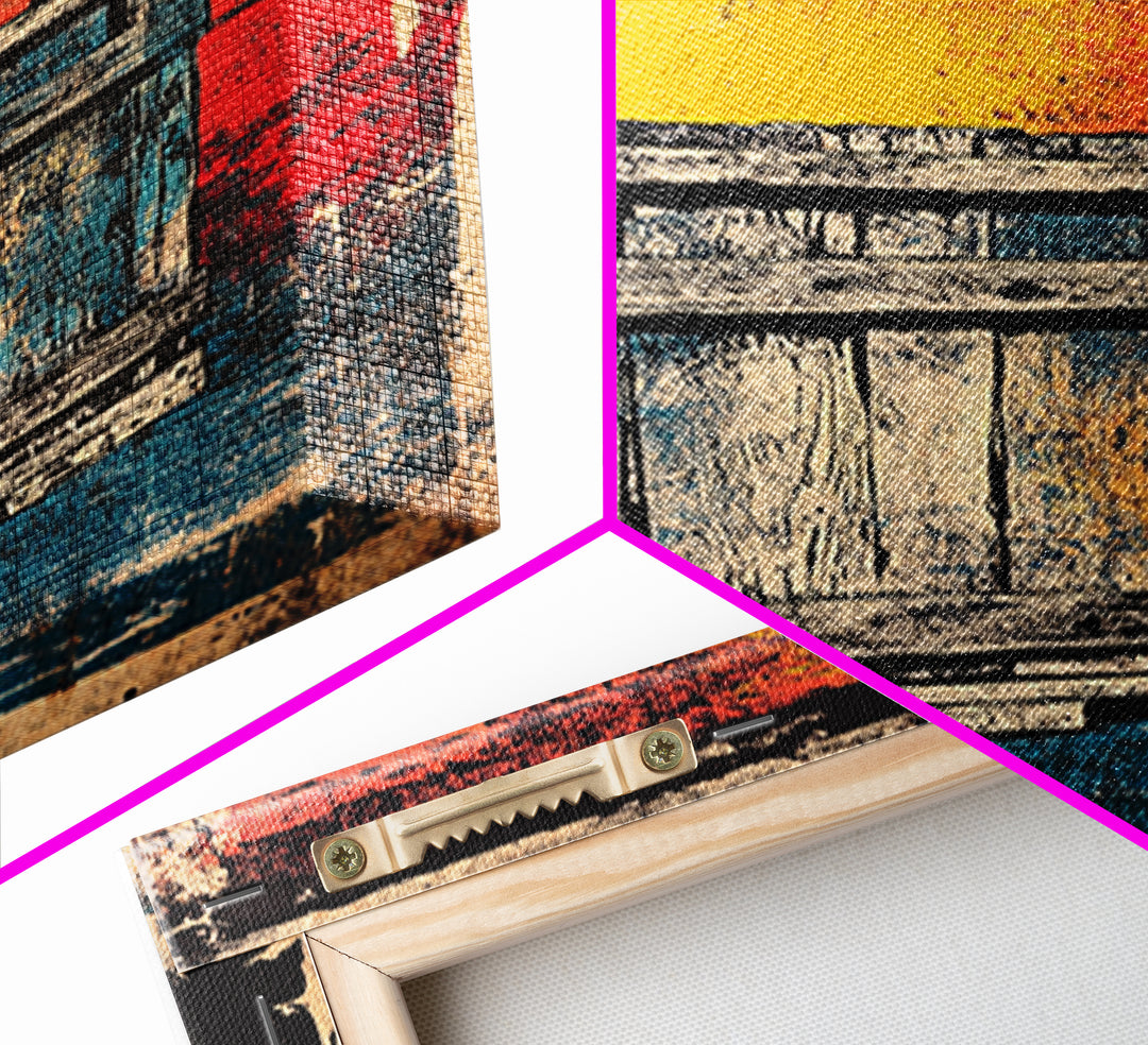 Weathered Wooden Crate Still Life Wall Art, Rustic Industrial Decor, Farmhouse Kitchen Print, Bold Color Canvas Print, Housewarming Gift