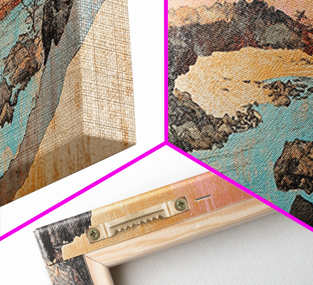 Turquoise River Desert Landscape Canvas Print, Southwestern Wall Art, Arizona Nature Decor, Large Horizontal Living Room Print