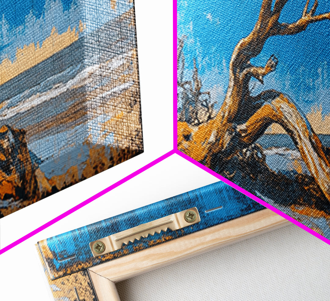Driftwood Beach And Blue Sky Canvas Print, Coastal Wall Art, Nautical Landscape Decor, Large Horizontal Print For Beach House