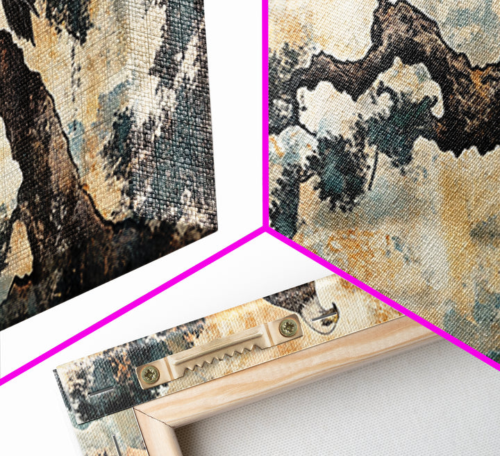 Eagle Pine Branch Wall Art, Japanese Bird Print, Panoramic Wildlife Canvas, Nature Inspired Decor, Office Living Room Art