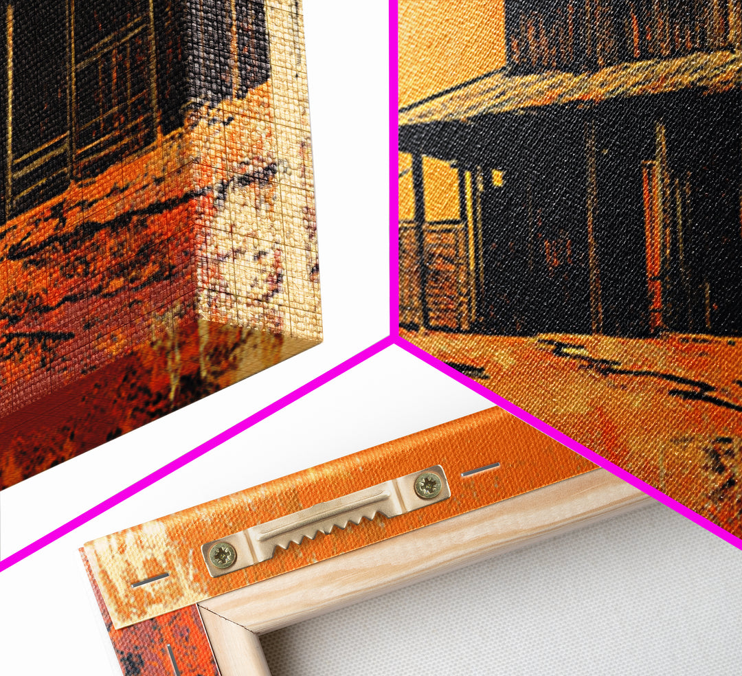 Western Cowboy Desert Saloon Wall Art, Rustic Canvas Print, Southwestern Ranch Decor, Orange Sunset Gift For Him, Man Cave Decor
