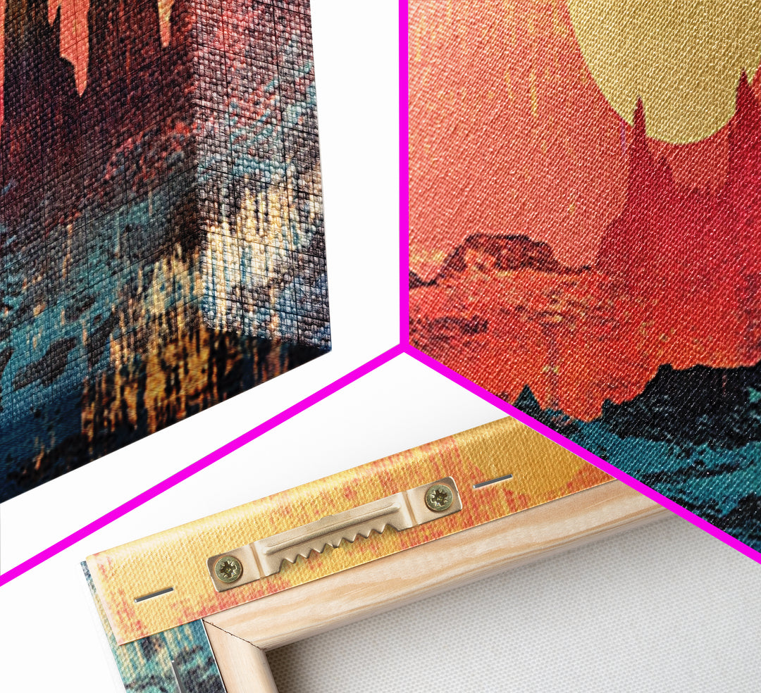 Desert Mesa Sunset Wall Art, Southwestern Landscape Canvas Print, Western Decor, Boho Desert Living Room Wall Decor Print