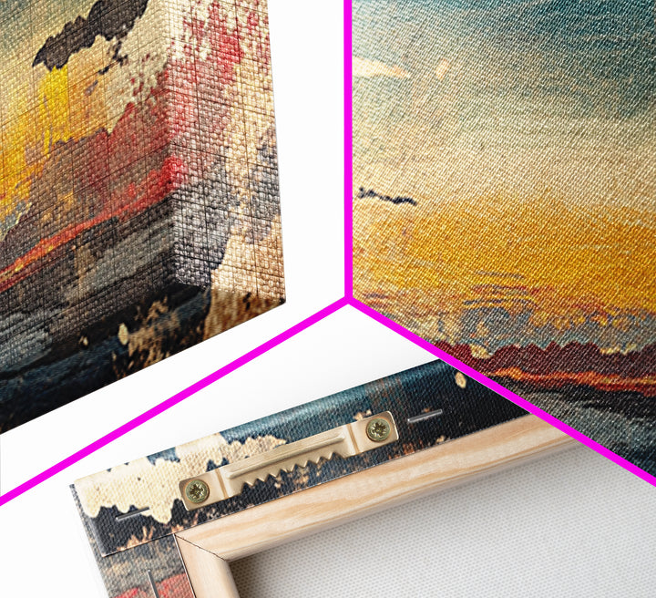 Moody Sunset Clouds Over Water Wall Art, Abstract Seascape Canvas Print, Coastal Landscape, Panoramic Home Decor, Living Room Art