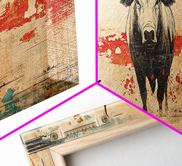 Longhorn Bull Rustic Southwest Wall Art, Western Ranch Canvas Print, Cowboy Home Decor, Desert Landscape, Gift For Him, Man Cave Decor