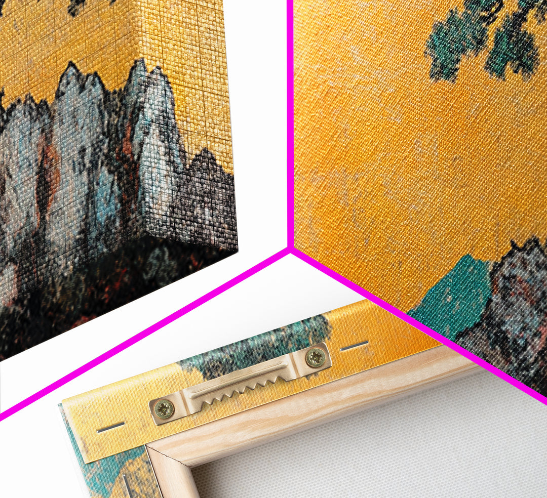 Solitary Pine Tree Canvas Print, Japanese Landscape Wall Art, Zen Home Decor, Japandi Wall Decor, Calming Nature Art Print