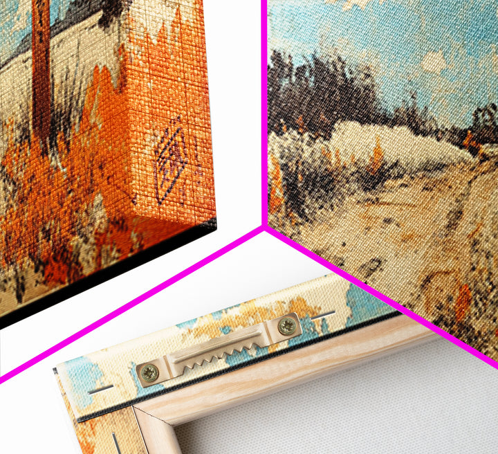 Sunlit Desert Path Canvas Print, Rustic Landscape Wall Art, Southwestern Decor, Orange Wildflower Art, Entryway Home Decor