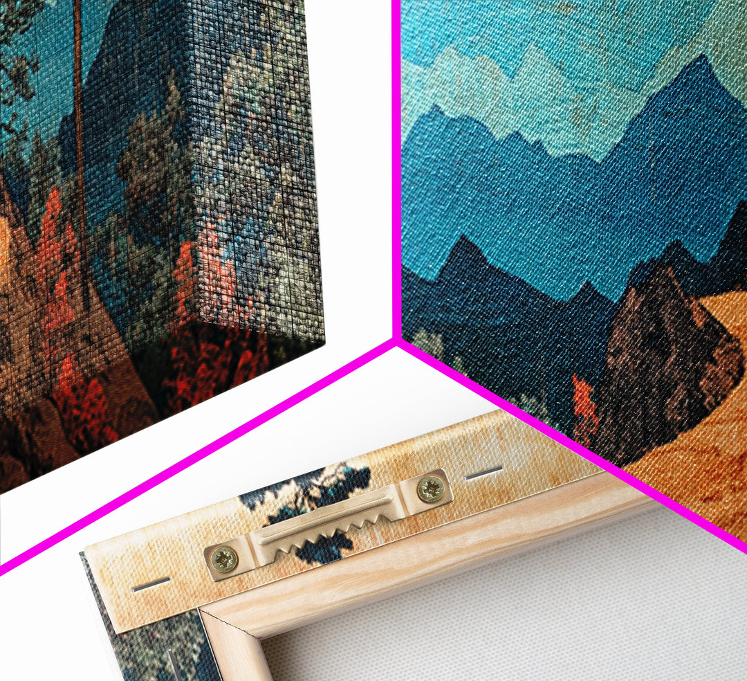 Winding Mountain Path Canvas Print, Blue Ridge Landscape Wall Art, Japanese Inspired Art, Large Panoramic Home Decor, Art Print