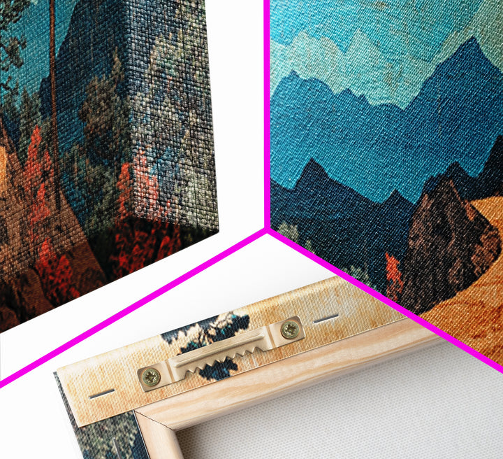 Winding Mountain Path Canvas Print, Blue Ridge Landscape Wall Art, Japanese Inspired Art, Large Panoramic Home Decor, Art Print