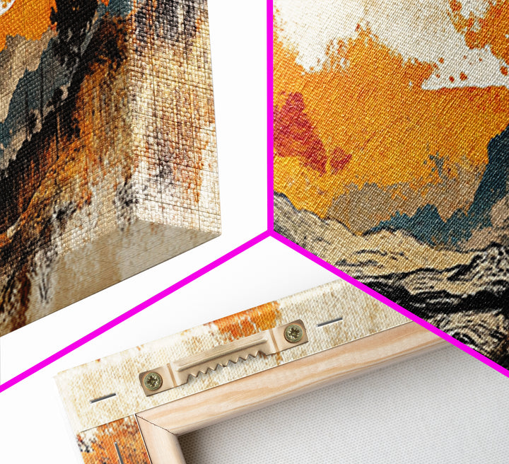 Autumn Valley Sunset Canvas Print, Orange Mountain Landscape Wall Art, Rustic Nature Art, Large Panoramic Home Decor Print