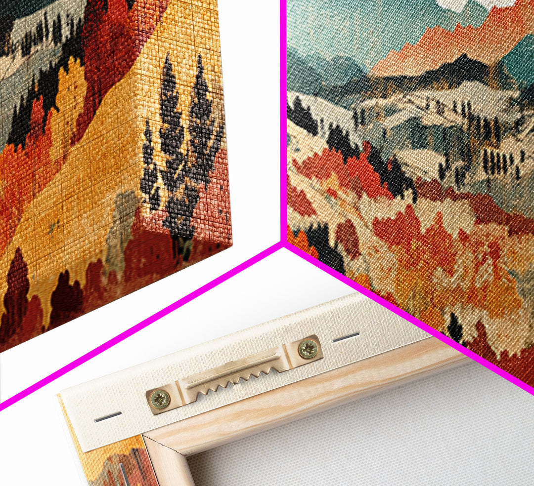 Autumn Mountain Valley Landscape Wall Art, Fall Landscape Art, Rustic Home Decor, Large Horizontal Art, Living Room Decor