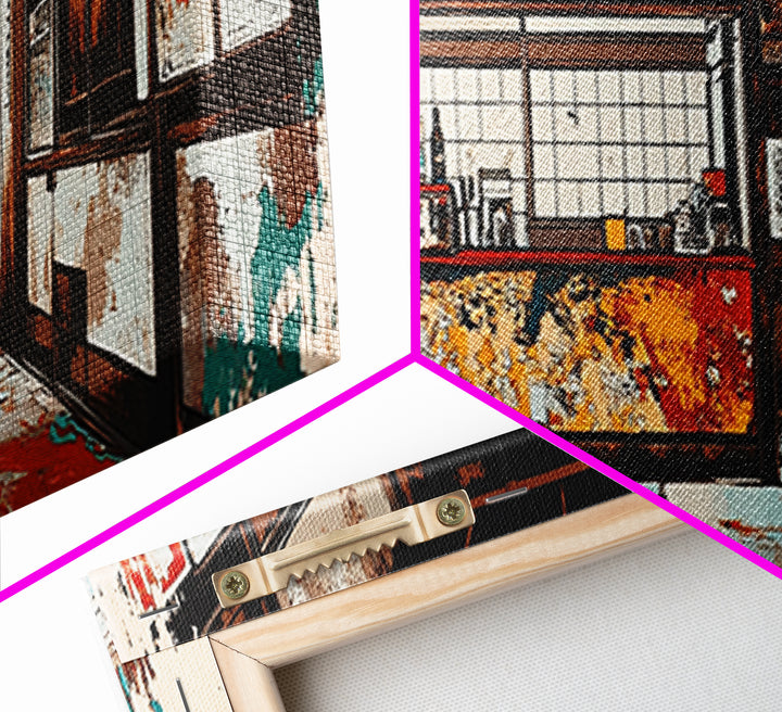 Retro Japanese Storefront Interior Wall Art, Urban Street Art, Japan Poster, Kitchen Decor, Restaurant Decor, Canvas Print