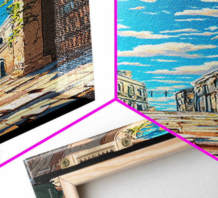 Sunlit Ruined Library Hall With Open Sky Wall Art, Whimsical Fantasy Canvas Print, Book Lover Decor For Reading Nook And Home Library