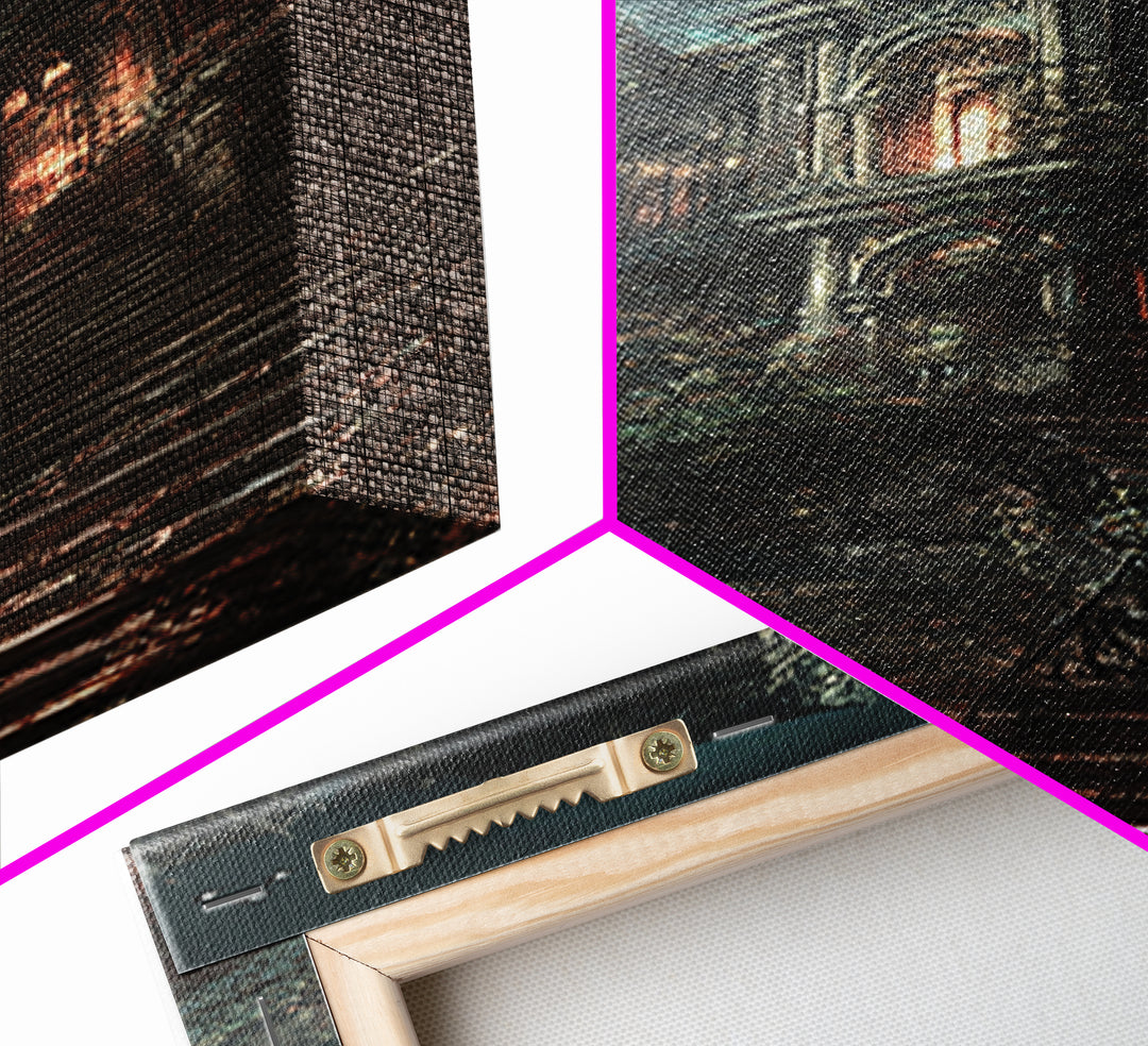 Haunted Gothic Mansion In Moonlit Forest Wall Art, Dark Academia Canvas Print, Spooky Castle Decor, Victorian Horror Gift