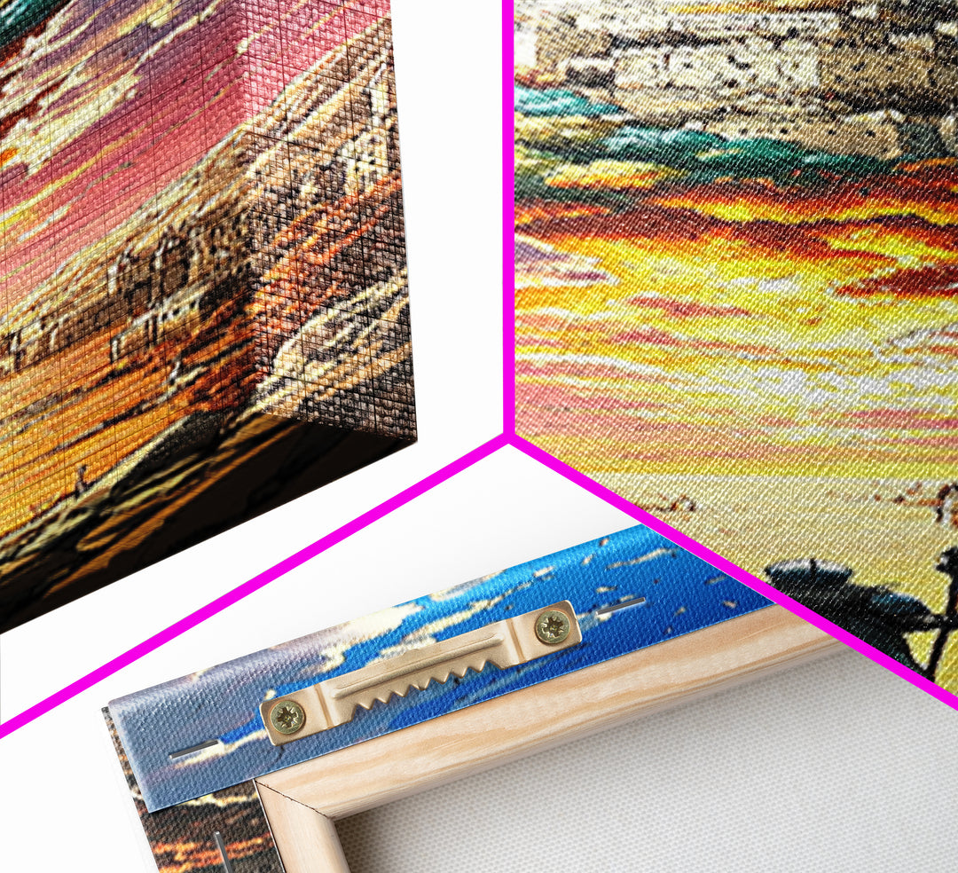 Floating Castle Sunset Canvas Print, Epic Fantasy Wall Decor, Medieval Kingdom Art, Magical Landscape Living Room Decor Gift