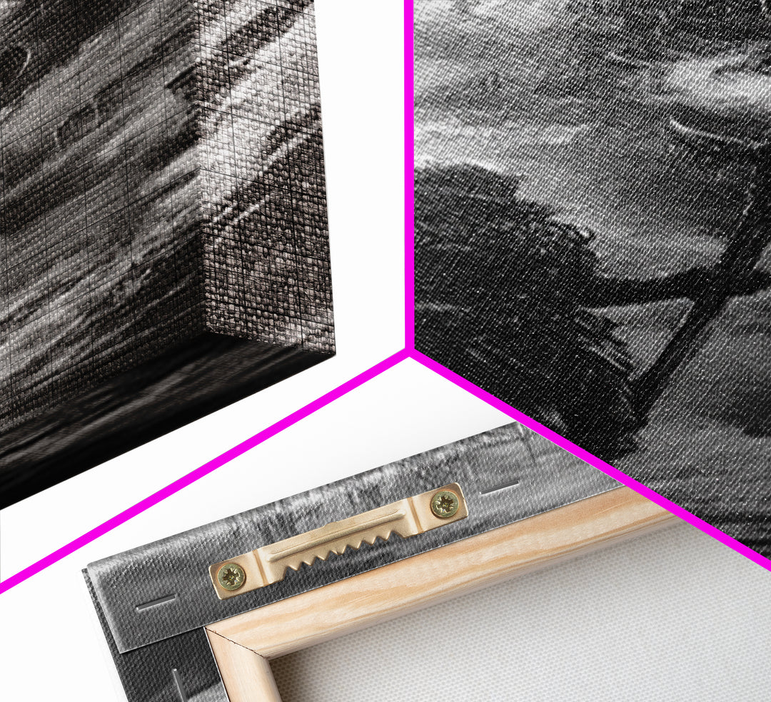 Storm Wizard And Dark Citadel Wall Art, Black And White Fantasy Canvas Print, Gothic Sorcerer Decor, Medieval Office Art