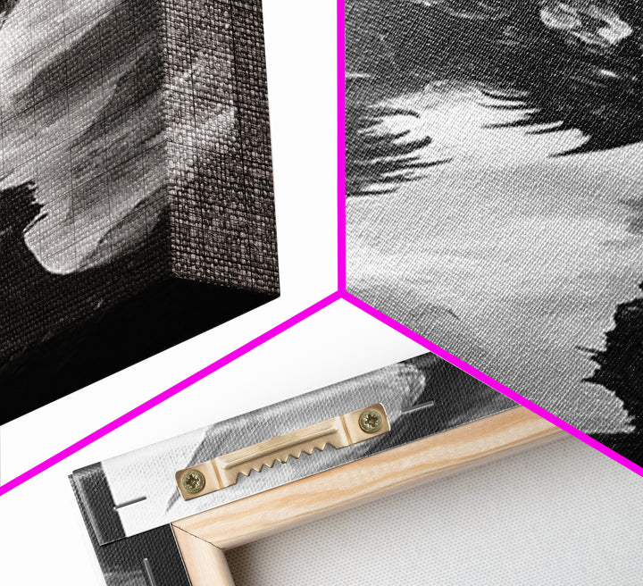 Monochrome Dragon And Lone Knight Wall Art, Dark Fantasy Art Print, Gothic Wall Decor, Black And White Art, Gamer Room Decor