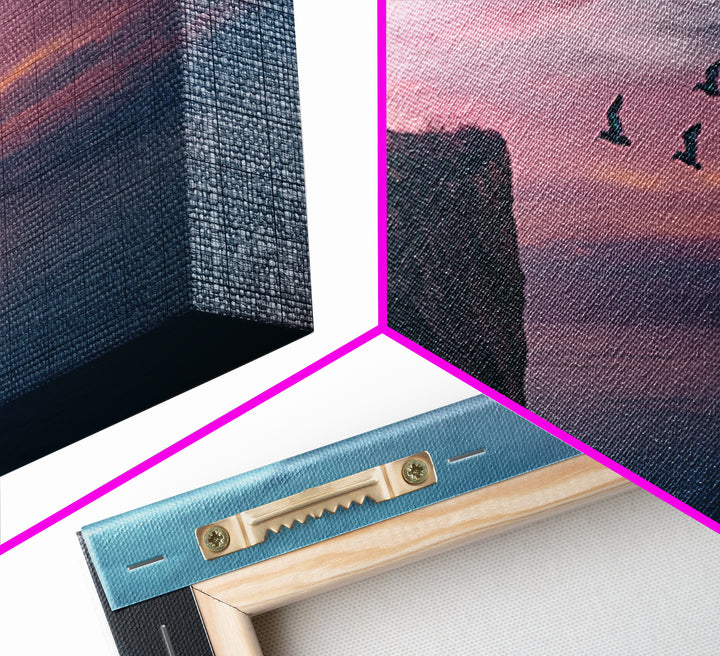 Twilight Lighthouse Cliff Wall Art, Moody Ocean Seascape Canvas Print, Nautical Office Decor, Coastal Wall Art Gift For Him