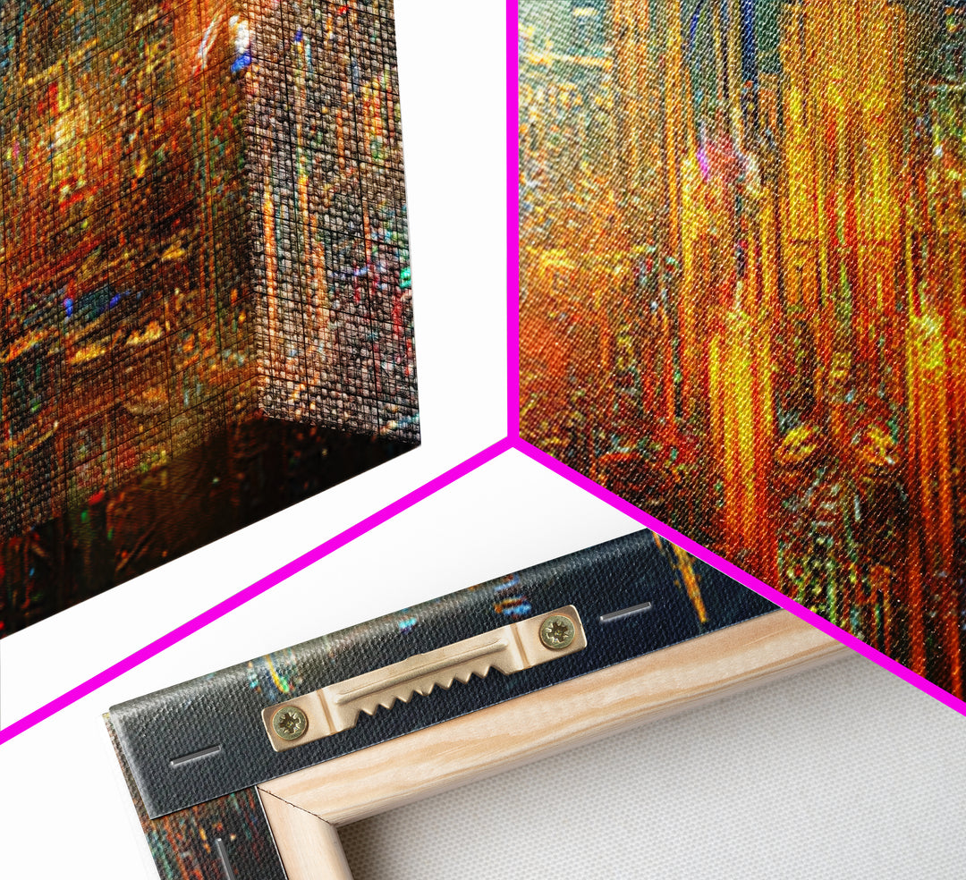 Radiant Futuristic City Skyline Wall Art, Cyberpunk Canvas Print, Sci Fi Urban Decor, Large Modern Office Wall Decor Art