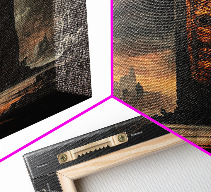 Ancient Rune Monolith In Dark Wasteland Canvas Print, Dystopian Sci Fi Wall Decor, Futuristic Tower Art, Gothic Home Decor