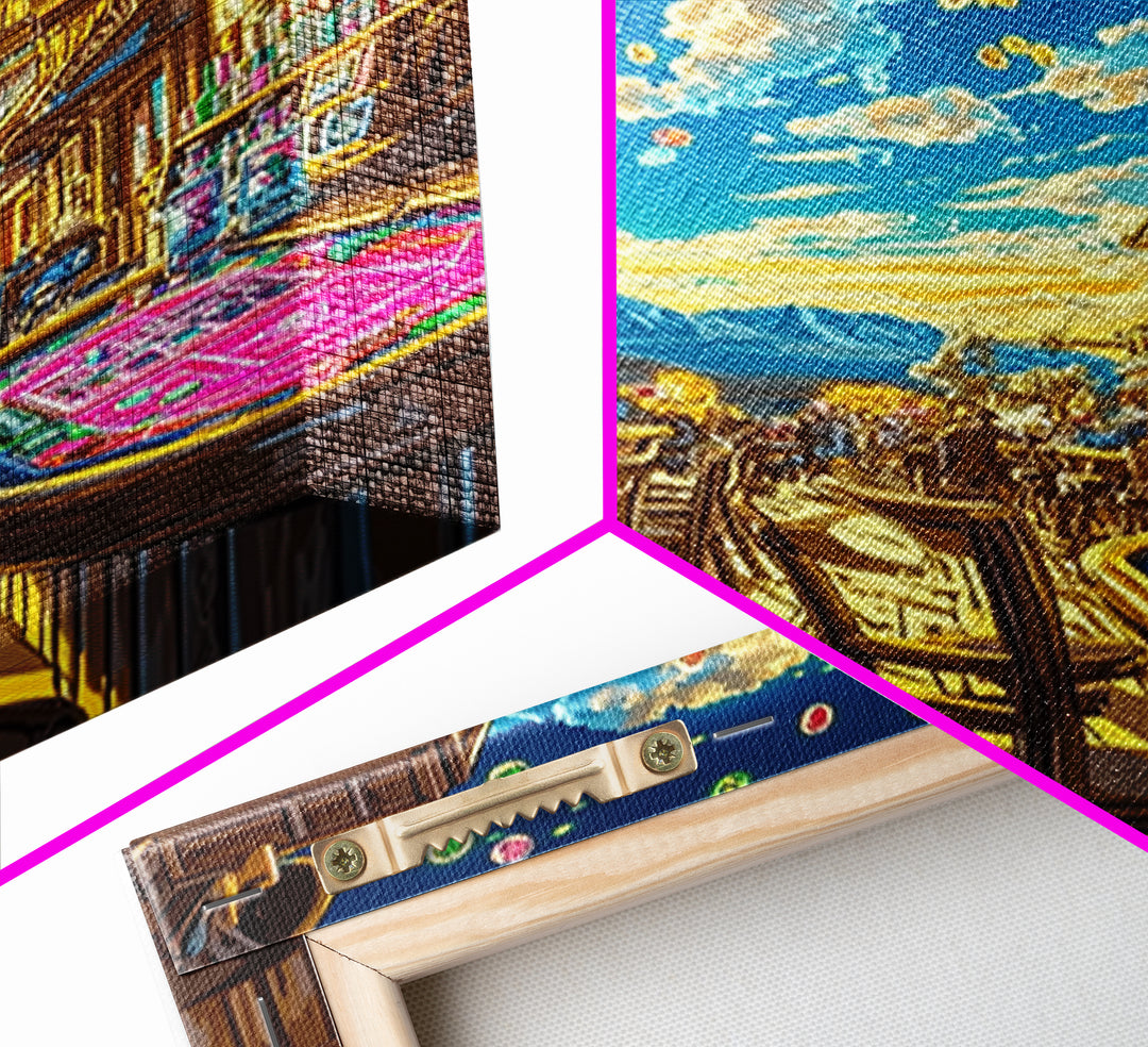 Sunlit Mountain Casino Bar Canvas Print, Colorful Western Wall Art, Game Room Decor, Man Cave Poster, Housewarming Gift Idea