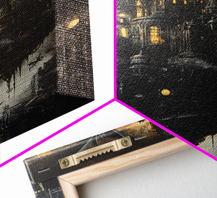 Floating Gothic Dragon Castle Wall Art, Dark Fantasy Canvas Decor, Moody Medieval Citadel Print, Gothic Home Decor Gift