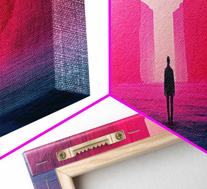 Magenta Canyon Wanderer Canvas Print, Minimalist Desert Landscape, Pink Modern Wall Art, Dramatic Statement Living Room Decor