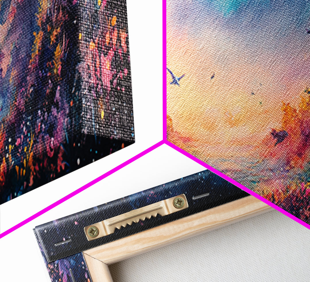 Twilight Enchanted Forest Meadow Canvas Print, Fantasy Landscape Wall Art, Moody Whimsical Decor For Bedroom And Office Gift
